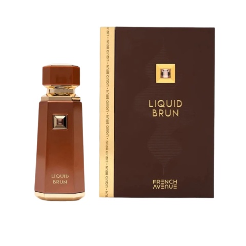 opakowanie French Avenue Liquid Brun EDP 100 ml – perfumy unisex z wanilią bourbon, kardamonem i pralinami