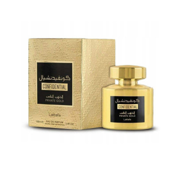 Confidential Private Gold 100 ml – perfumy z Emiratów Arabskich o eleganckim charakterze OPAKOWANIE Confidential Private Gold 100 ml – perfumy z Emiratów Arabskich o eleganckim charakterze OPAKOWANIE